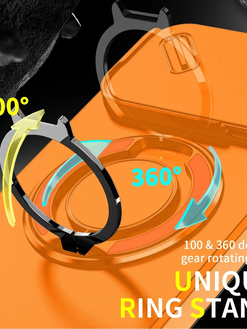 Magnetic Car Mount Ring Phone 17 pro max Case - Orange
